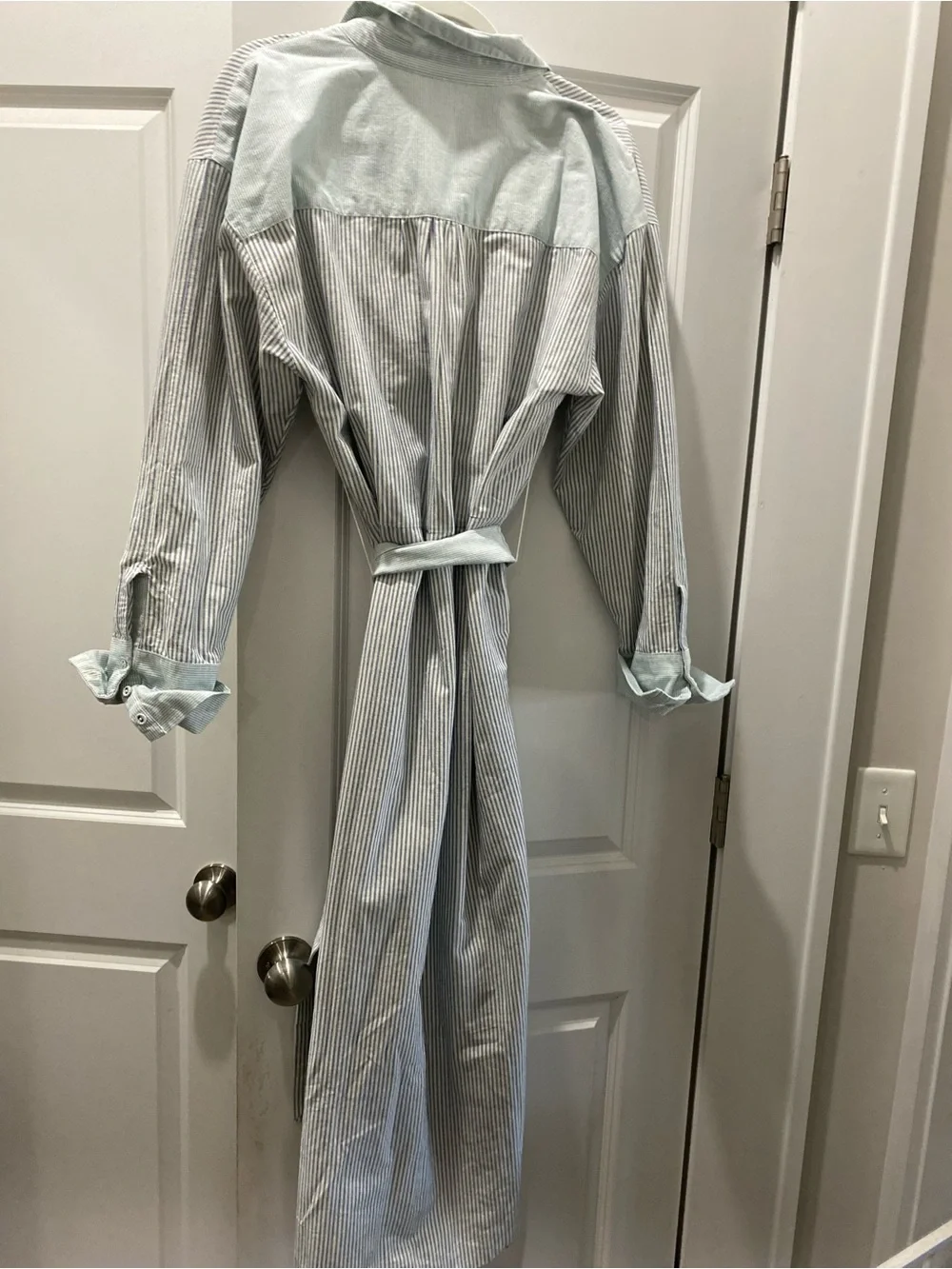 Free People Light Blue and White Striped Button-Up. NWT
